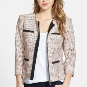 Vince Camuto Zip Up Tweed Pink Blazer 4-Pocket Jacket Size 6P